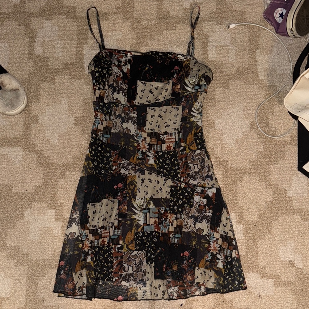 Patchwork Spaghetti Strap Dress